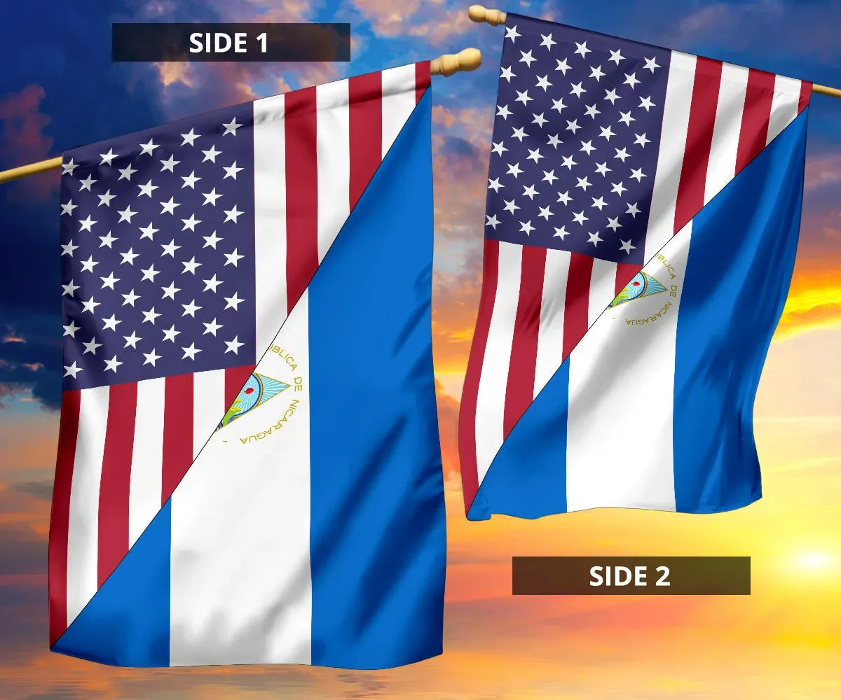 Us Flag With Nicaragua Flag RLT8 - Wonder Print Shop