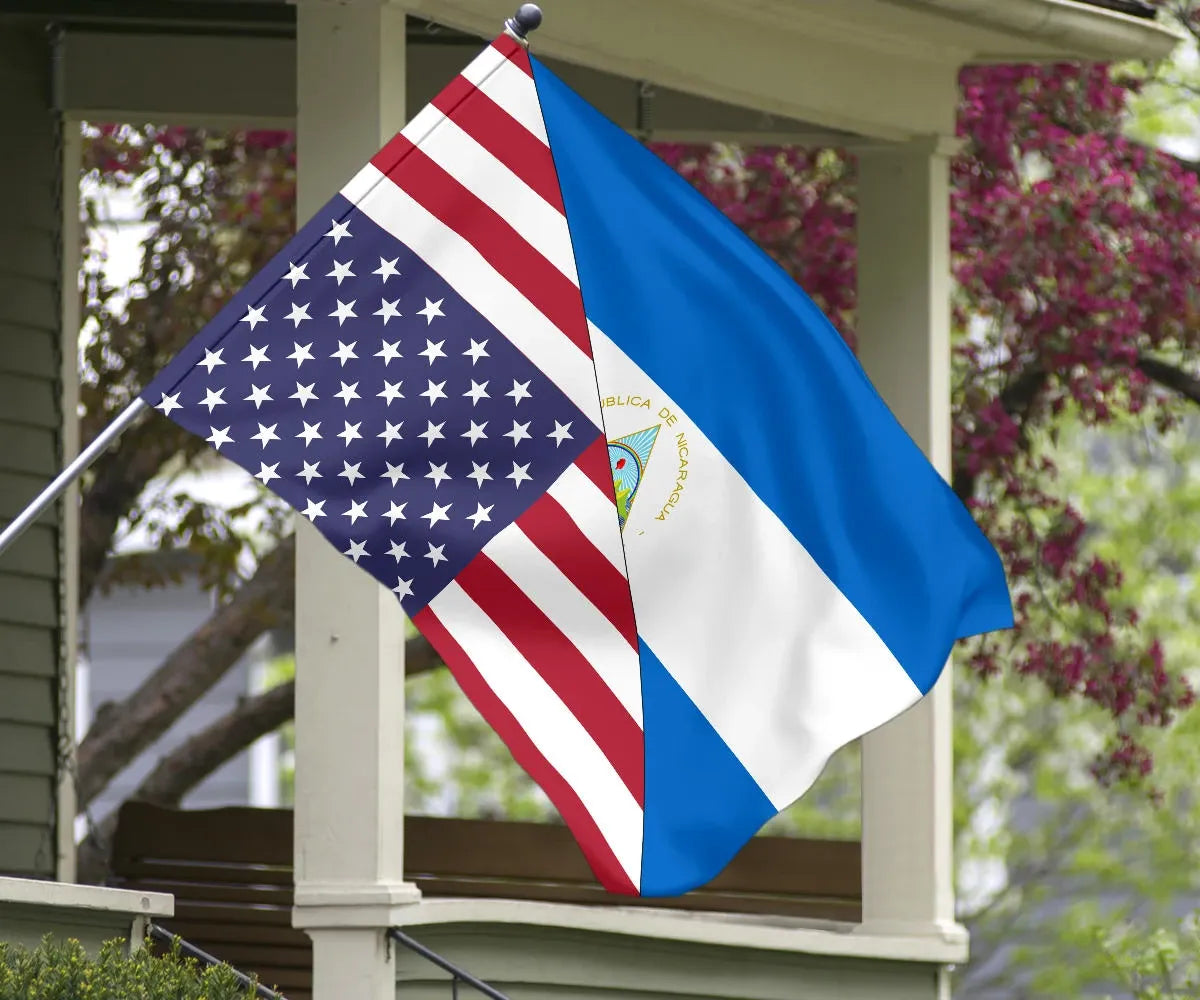 Us Flag With Nicaragua Flag RLT8 - Wonder Print Shop
