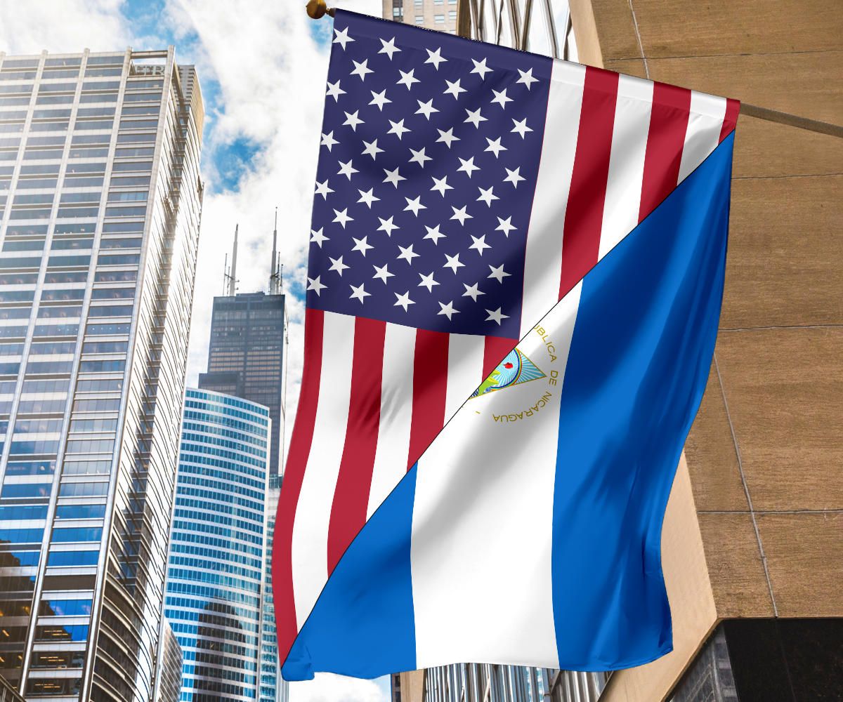 Us Flag With Nicaragua Flag RLT8 - Wonder Print Shop