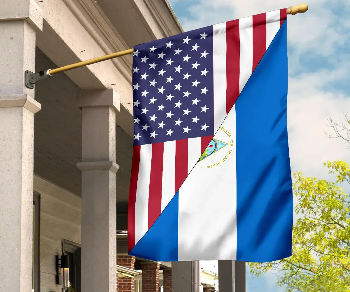 Us Flag With Nicaragua Flag RLT8 - Wonder Print Shop