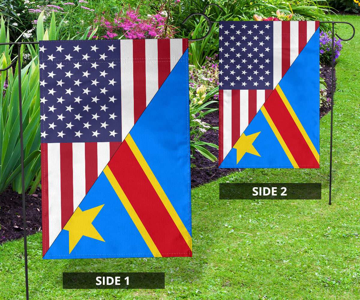 US Flag with DemocraticRepublicOfTheCongo Flag RLT13 - Wonder Print Shop