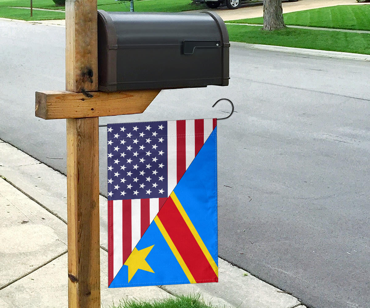 US Flag with DemocraticRepublicOfTheCongo Flag RLT13 - Wonder Print Shop
