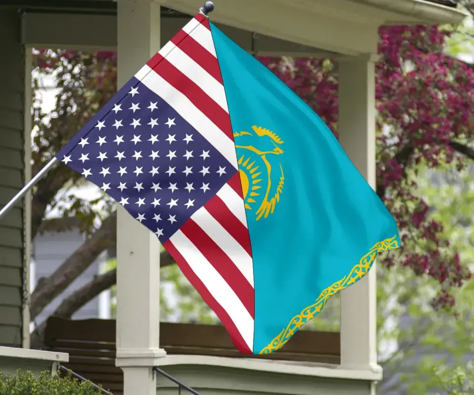 US Flag with Kazakhstan Flag RLT8 - Wonder Print Shop