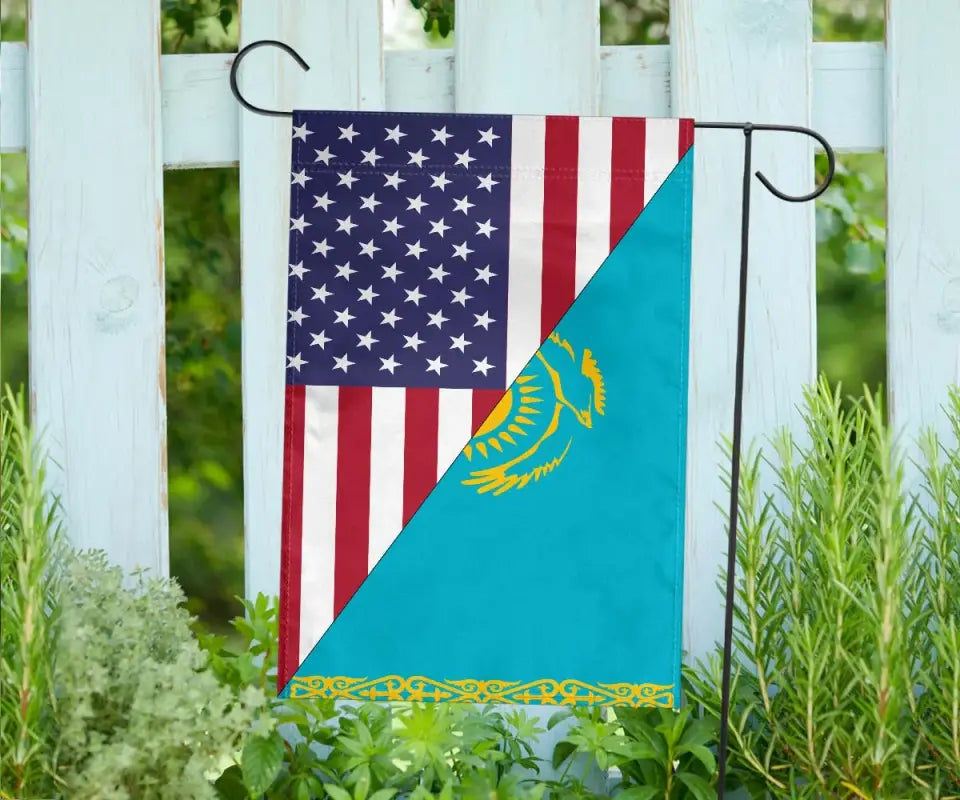 US Flag with Kazakhstan Flag RLT8 - Wonder Print Shop