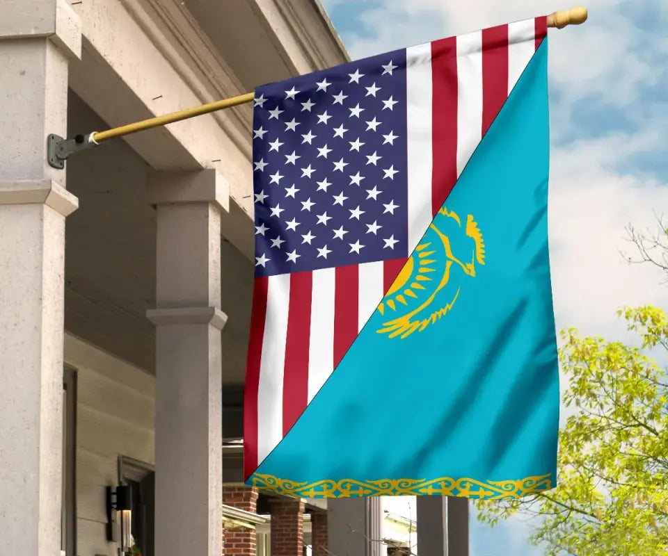 US Flag with Kazakhstan Flag RLT8 - Wonder Print Shop