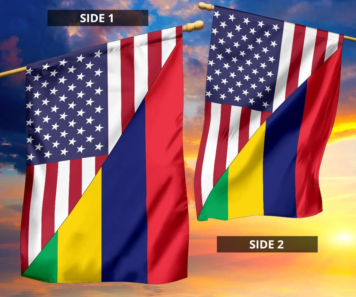 US Flag with Mauritius Flag RLT13 - Wonder Print Shop