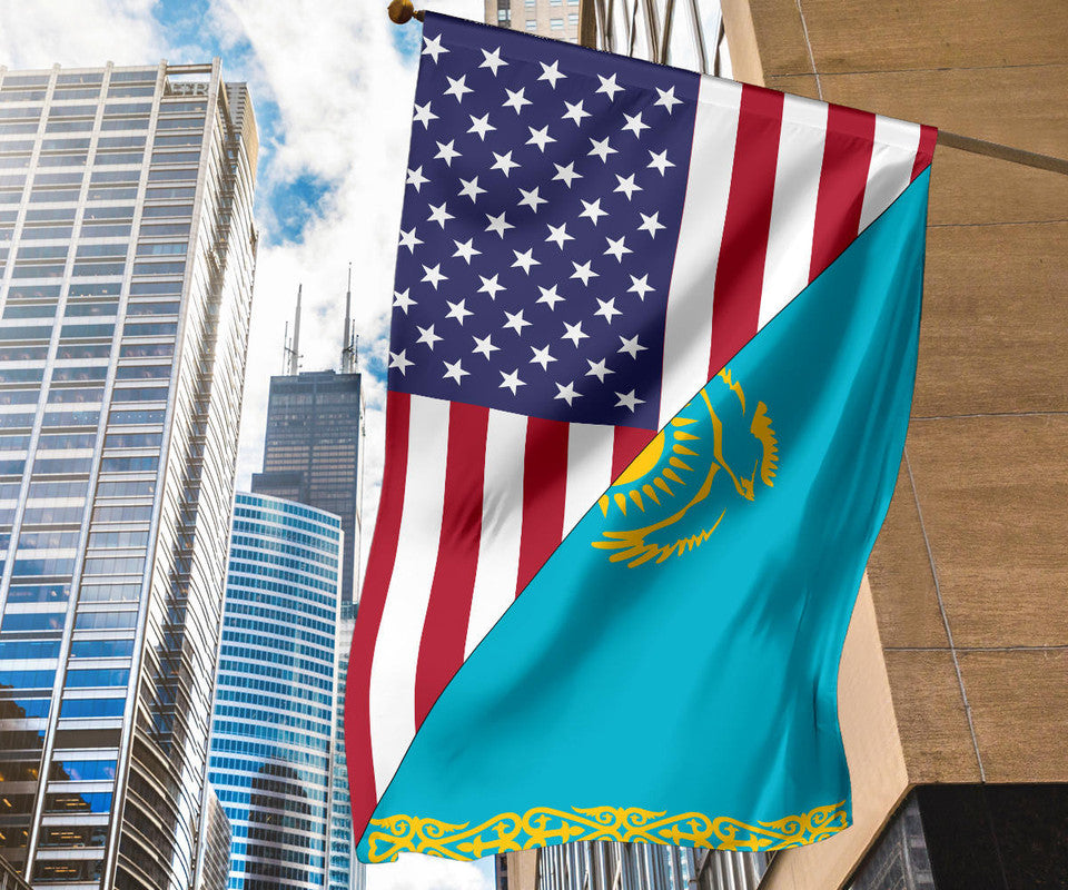 US Flag with Kazakhstan Flag RLT8 - Wonder Print Shop