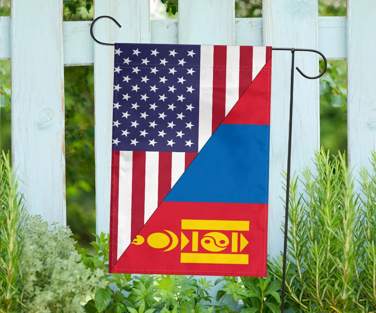 US Flag with Mongolia Flag RLT13 - Wonder Print Shop