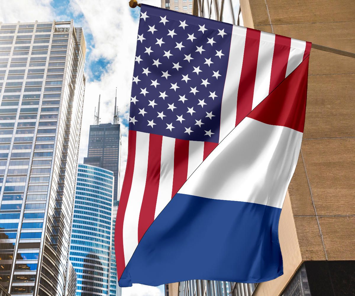 Us Flag With Netherlands Flag RLT7 - Wonder Print Shop