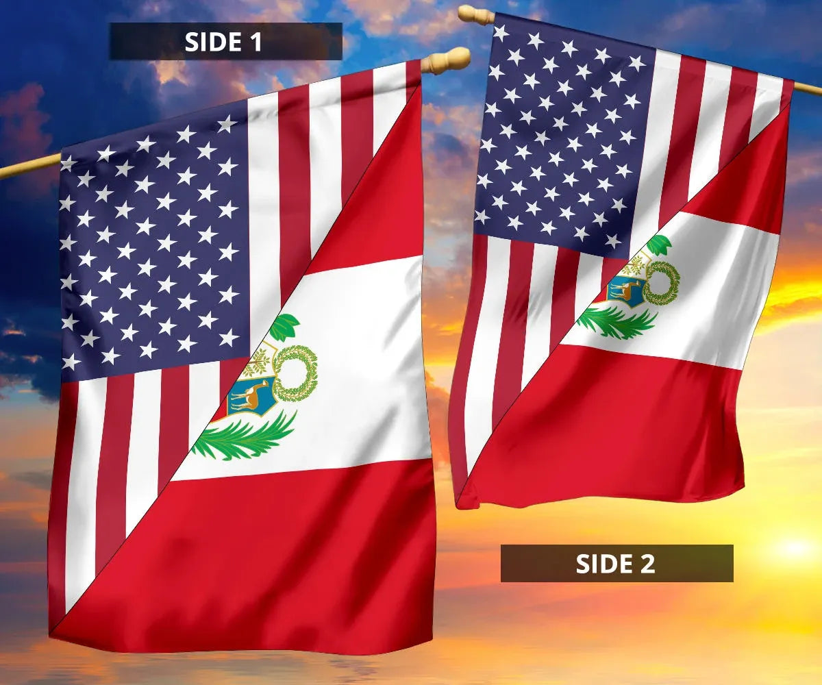 Us Flag With Peru Flag RLT7 - Wonder Print Shop
