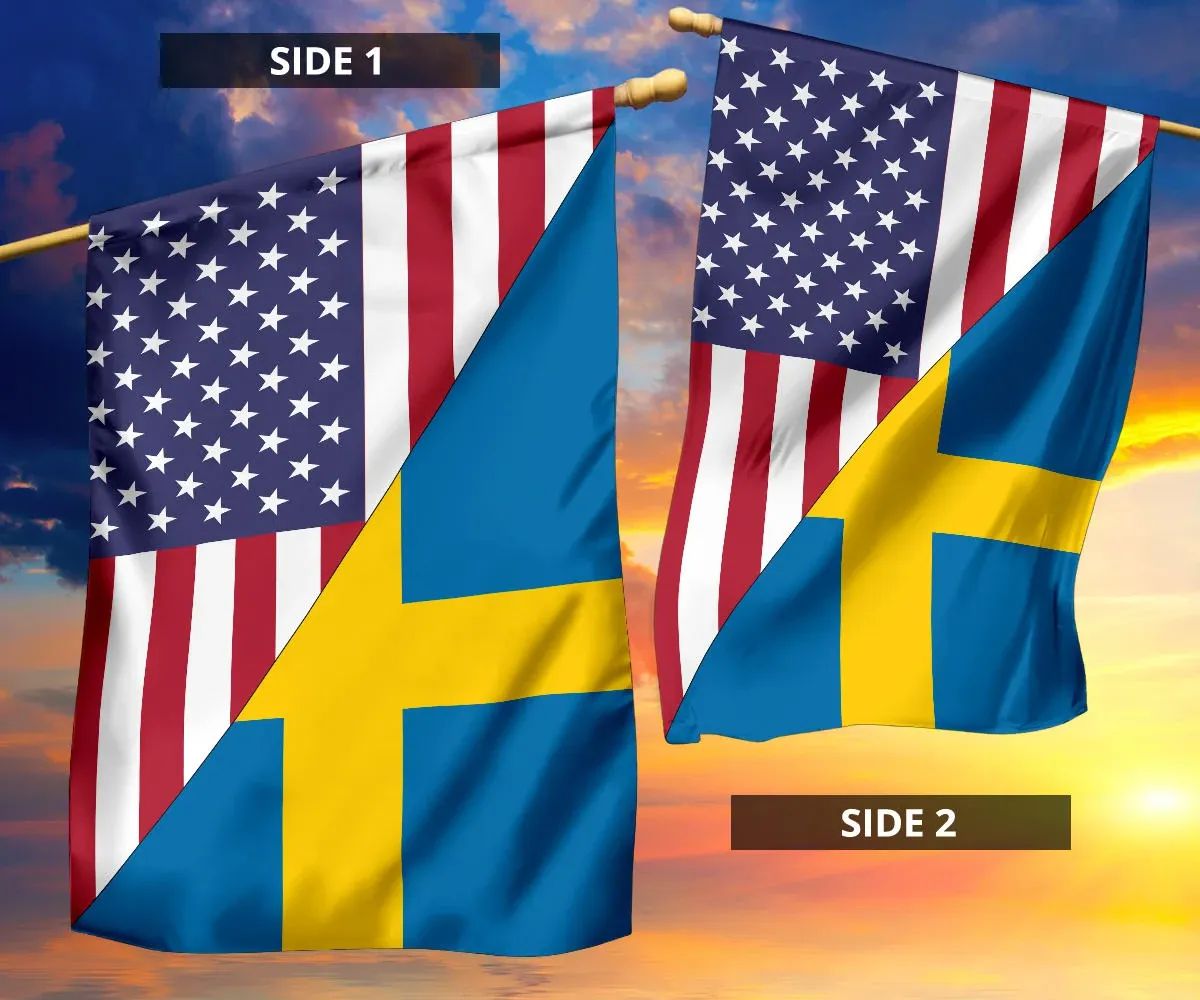 Us Flag With Sweden Flag RLT7 - Wonder Print Shop