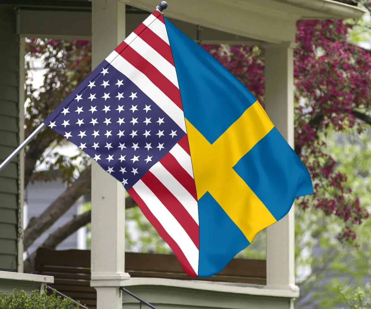 Us Flag With Sweden Flag RLT7 - Wonder Print Shop