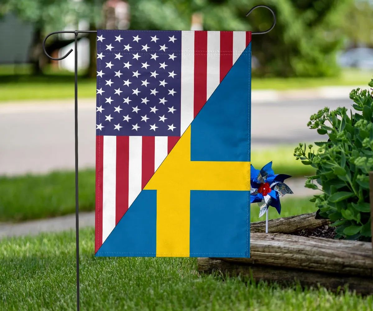 Us Flag With Sweden Flag RLT7 - Wonder Print Shop