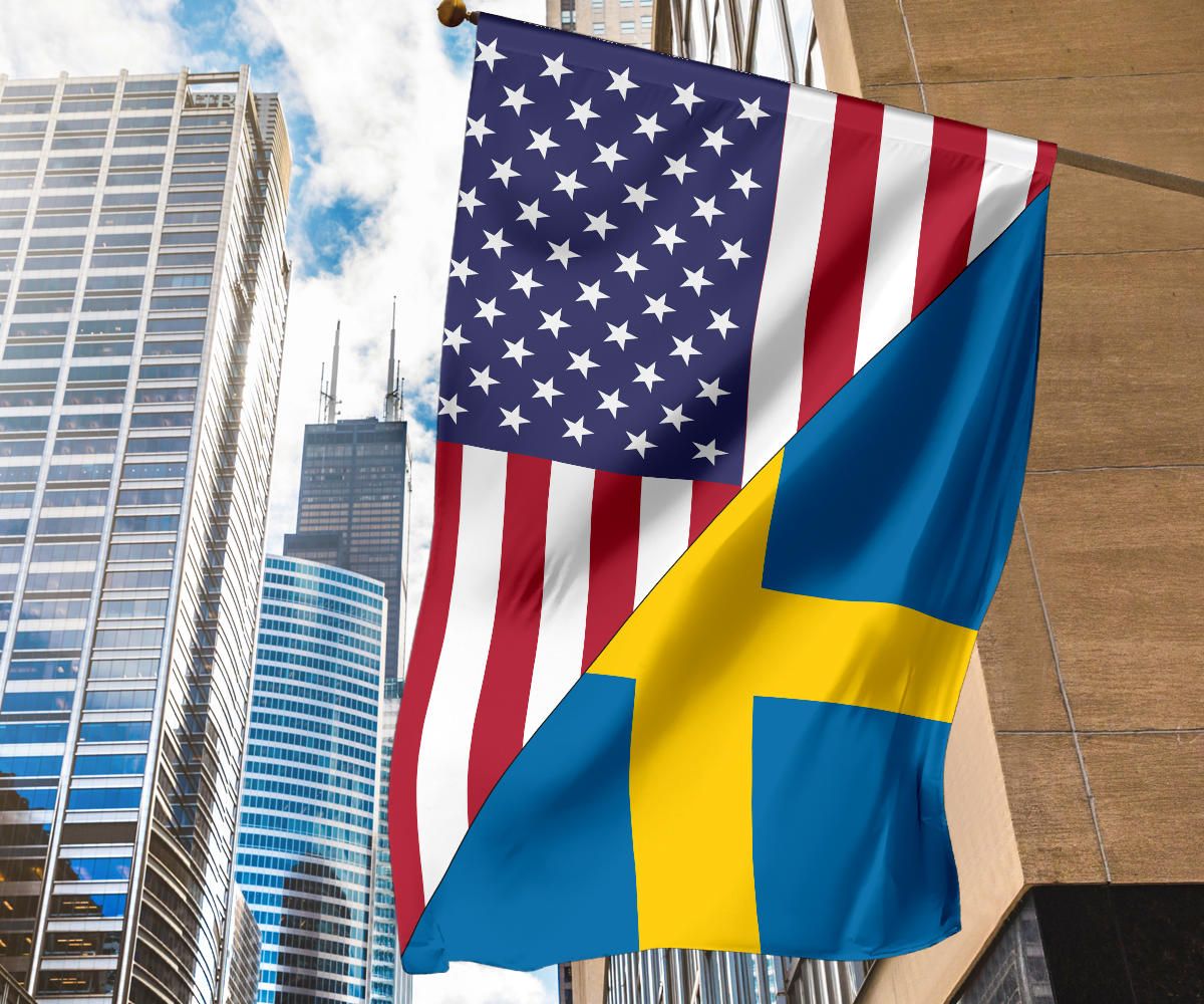 Us Flag With Sweden Flag RLT7 - Wonder Print Shop