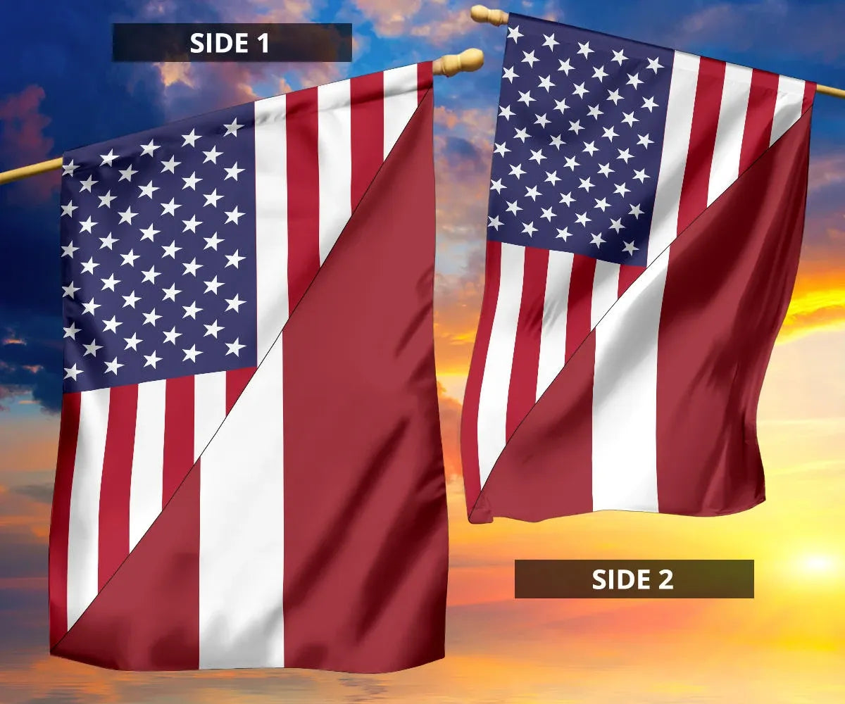 US Flag with Latvia Flag RLT6 - Wonder Print Shop