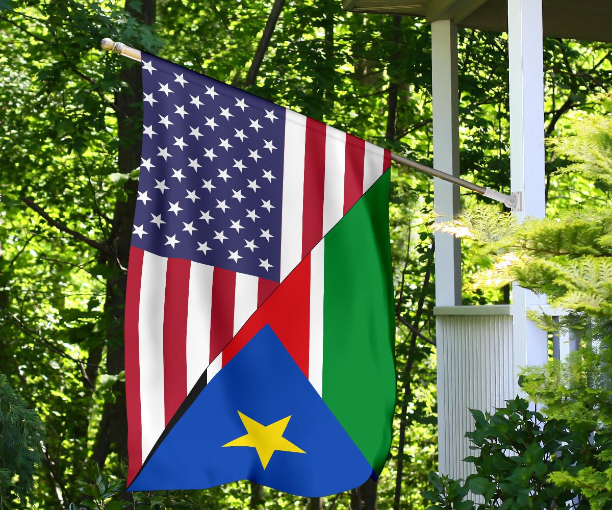 Us Flag With South Sudan Flag RLT8 - Wonder Print Shop