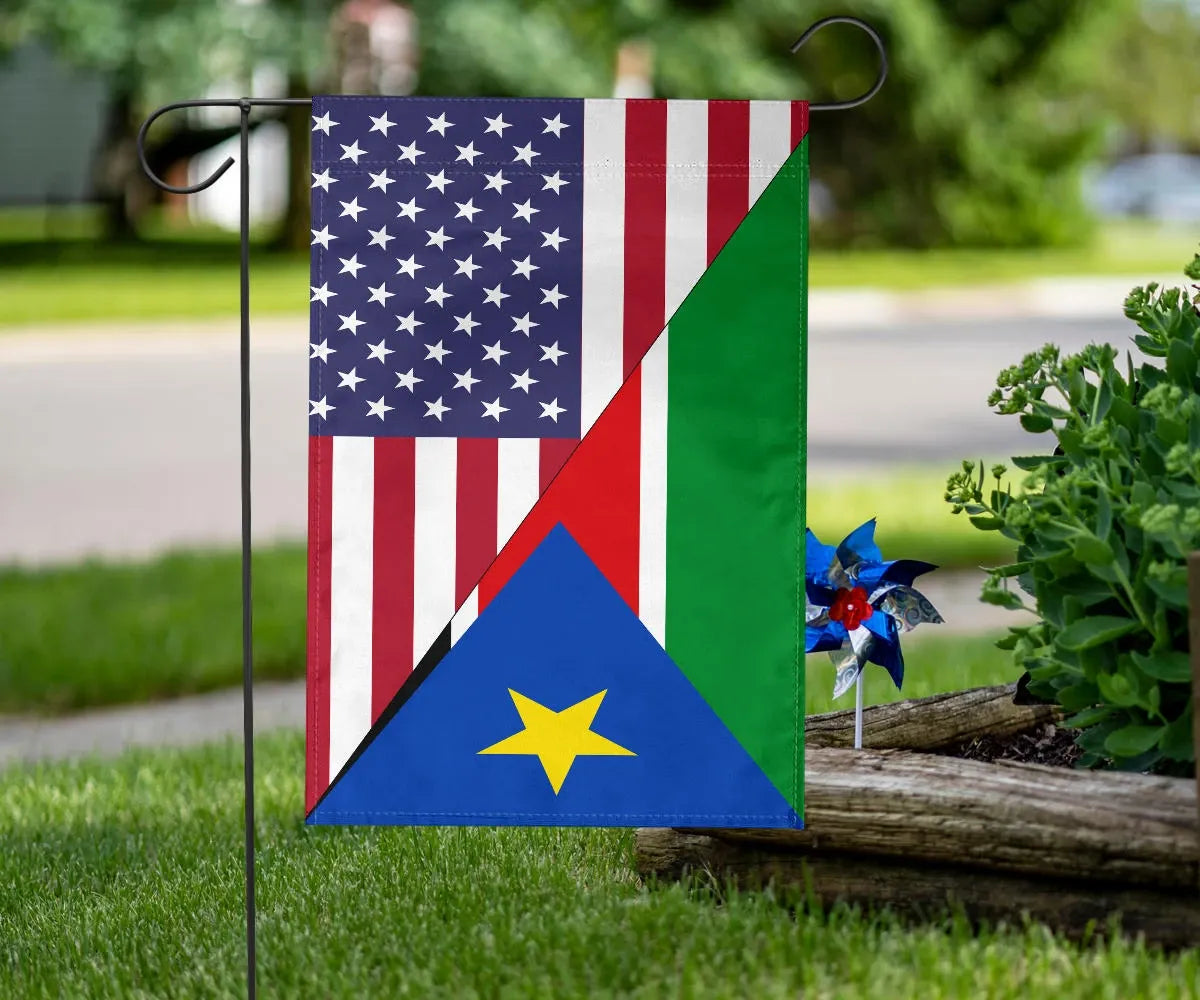 Us Flag With South Sudan Flag RLT8 - Wonder Print Shop