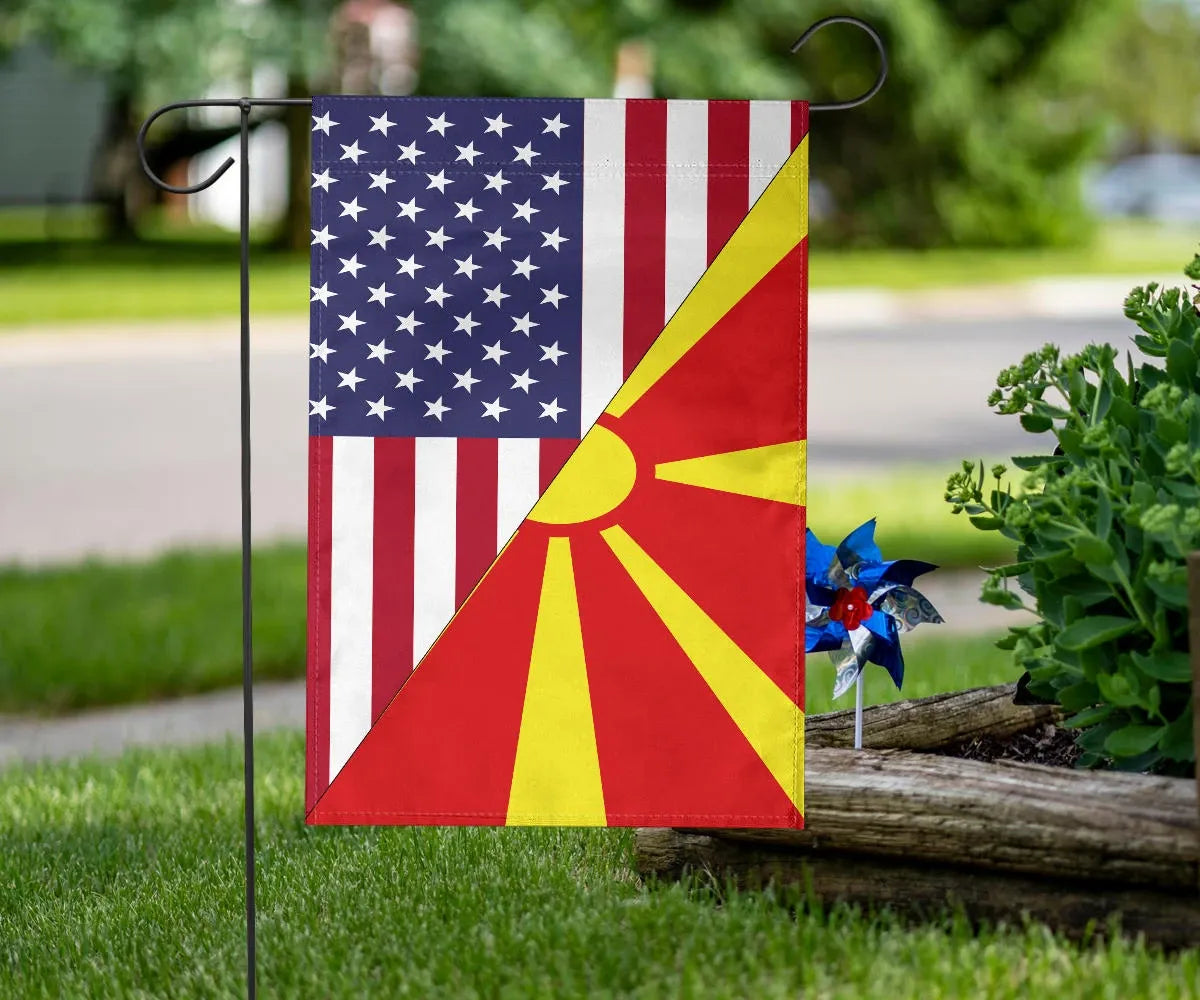 Us Flag With North Macedonia Flag RLT7 - Wonder Print Shop