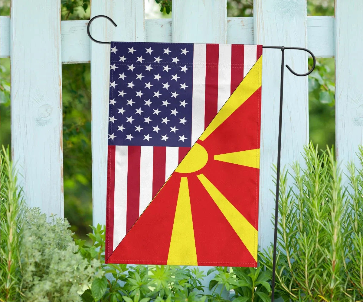 Us Flag With North Macedonia Flag RLT7 - Wonder Print Shop