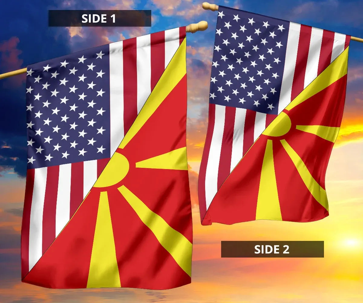 Us Flag With North Macedonia Flag RLT7 - Wonder Print Shop