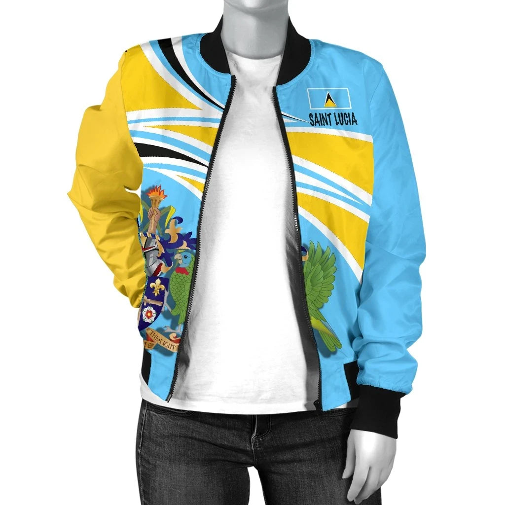 Saint Lucia Women's Bomber Jacket N Flag RLT6 - Wonder Print Shop