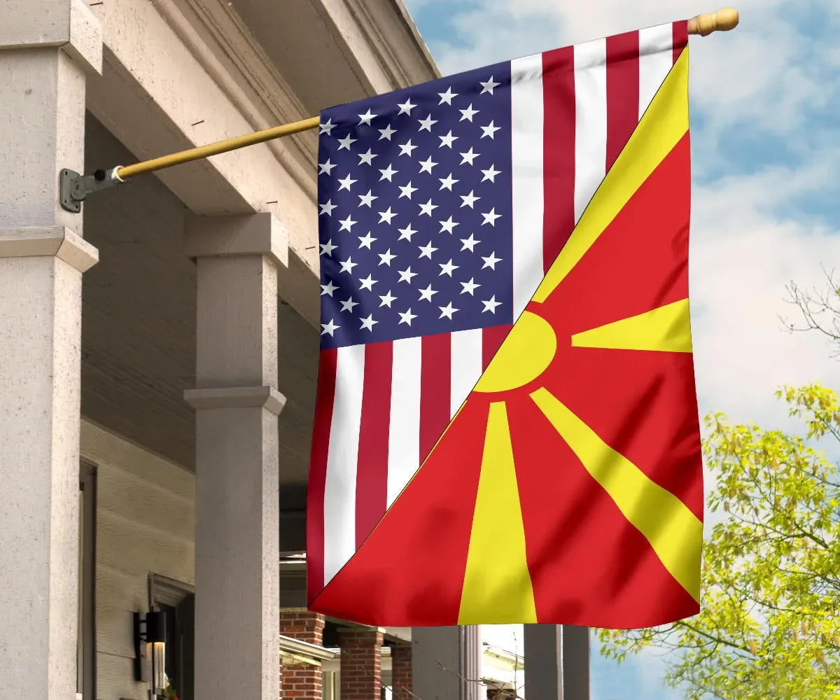 Us Flag With North Macedonia Flag RLT7 - Wonder Print Shop