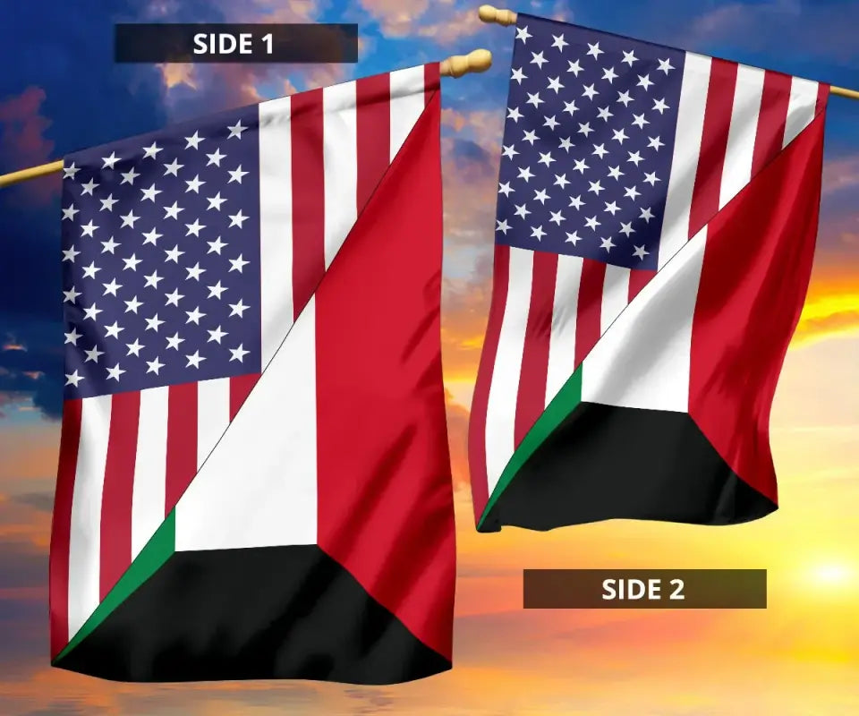 US Flag with Kuwait Flag RLT8 - Wonder Print Shop