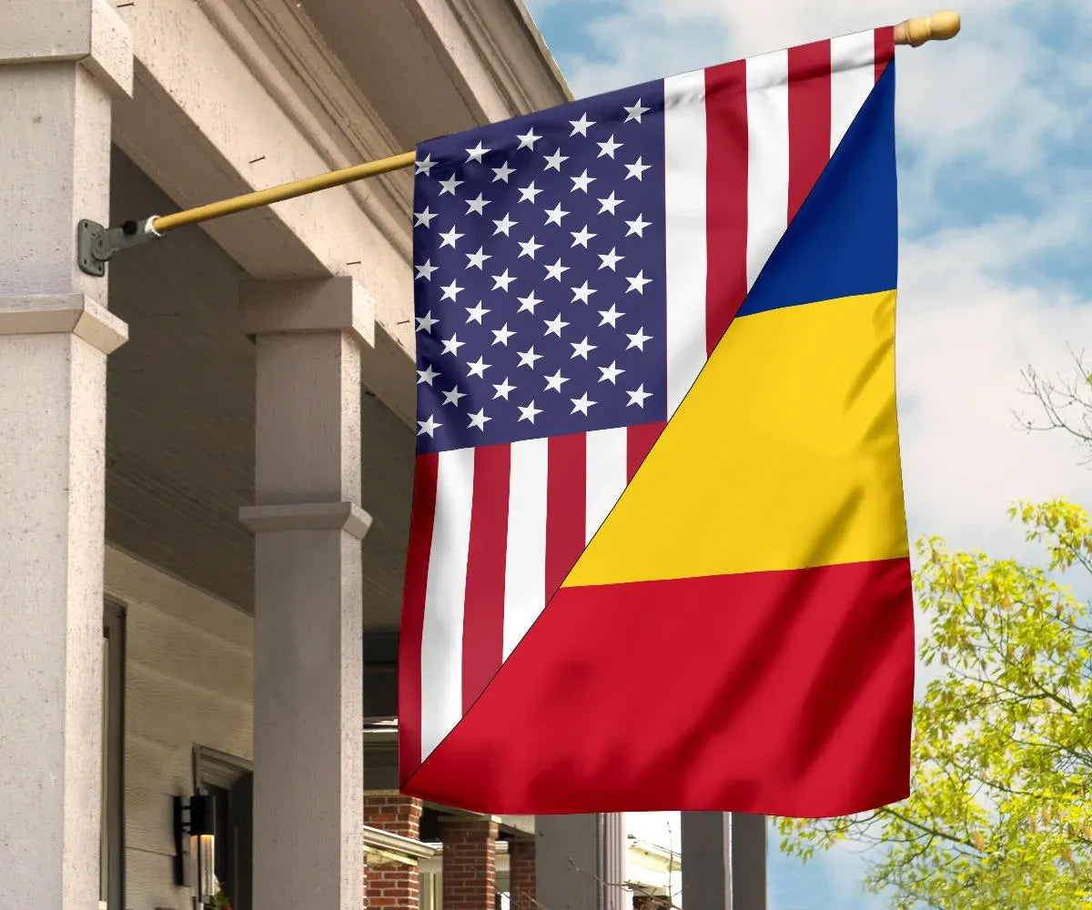 US Flag with Romania Flag RLT13 - Wonder Print Shop