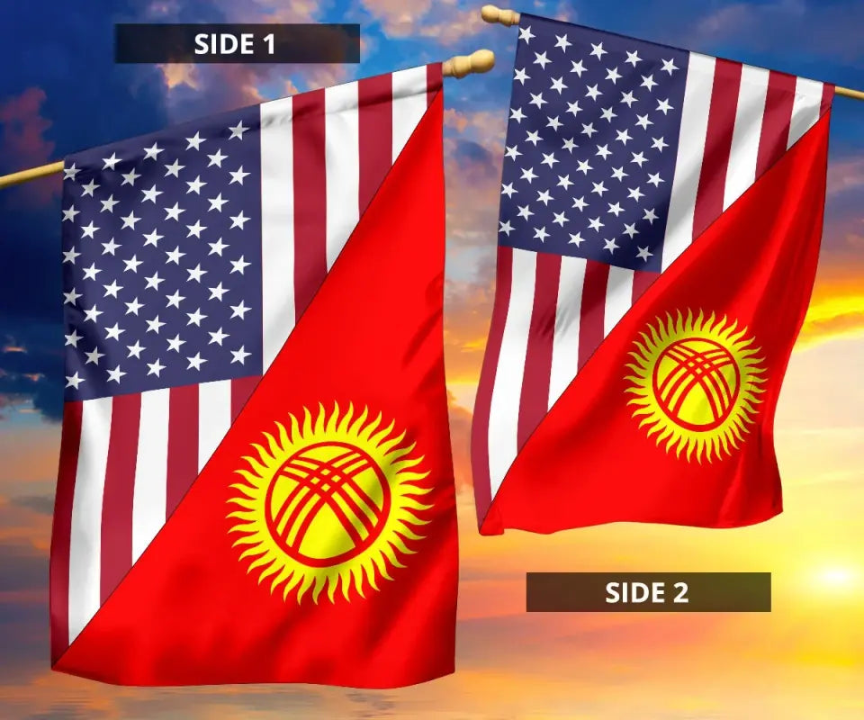 US Flag with Kyrgyzstan Flag RLT8 - Wonder Print Shop