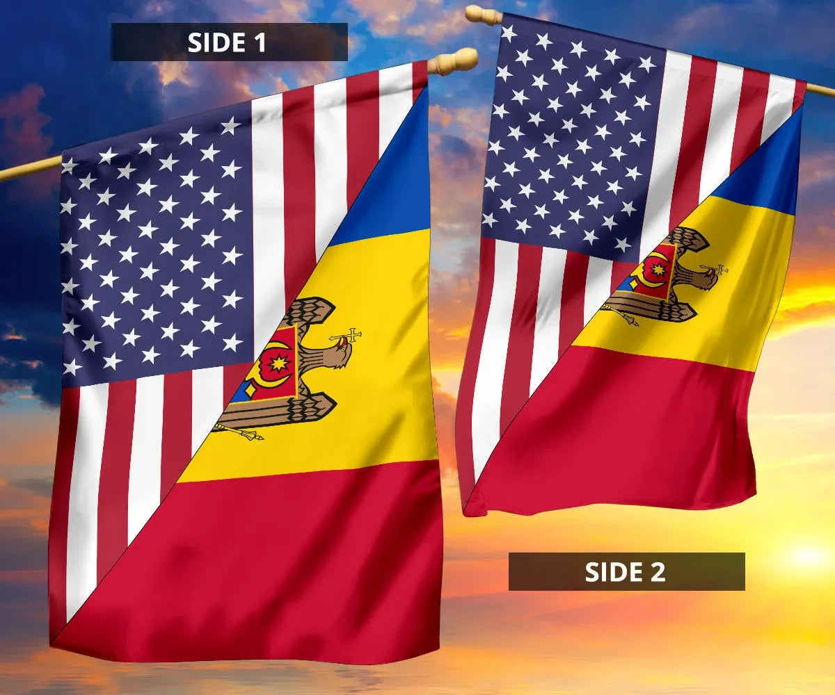 US Flag with Moldova Flag A15 RLT13 - Wonder Print Shop