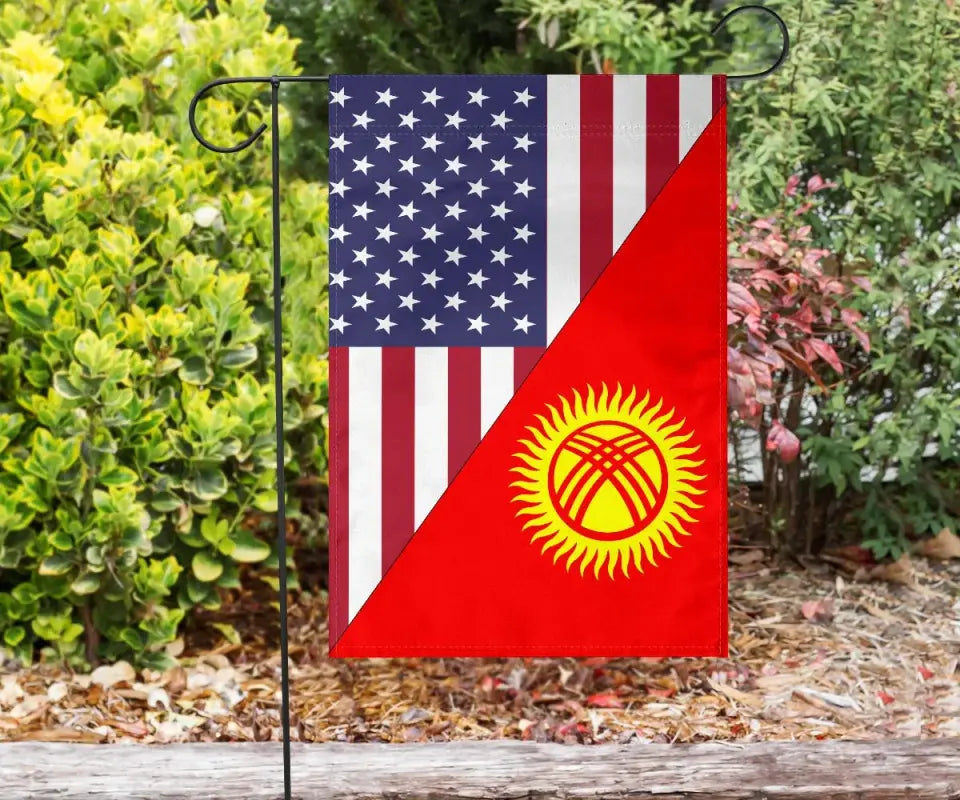 US Flag with Kyrgyzstan Flag RLT8 - Wonder Print Shop