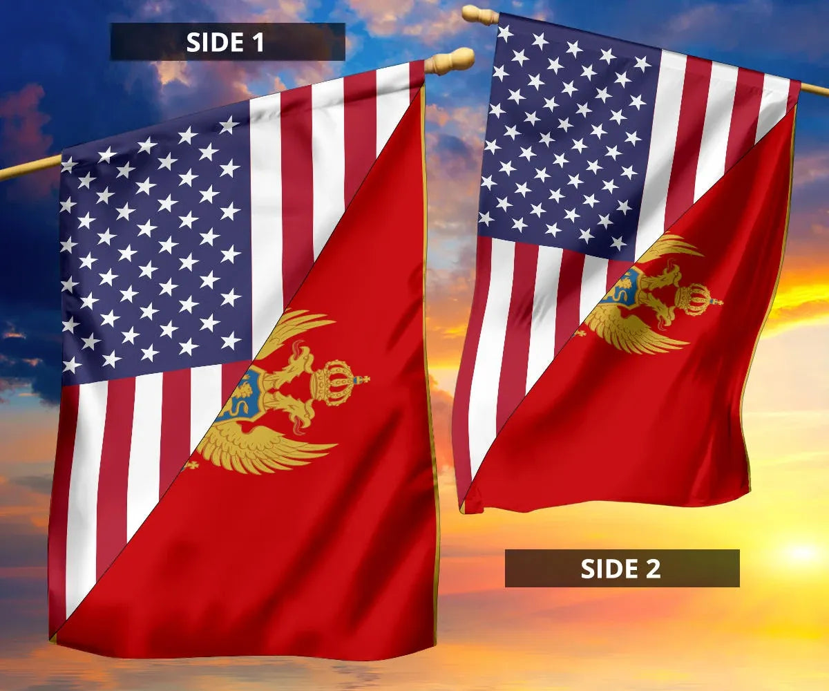 US Flag with Montenegro Flag RLT13 - Wonder Print Shop