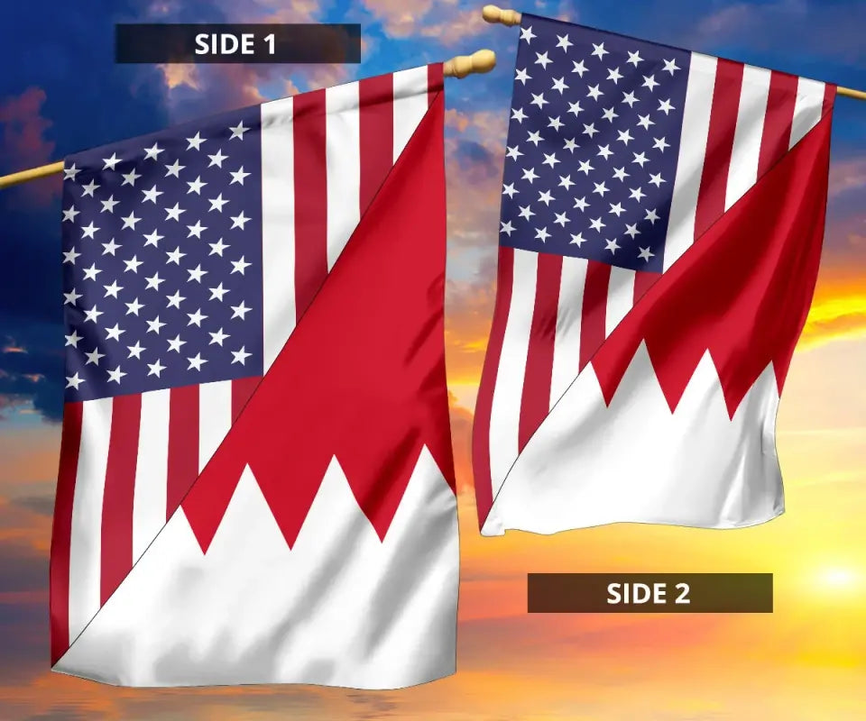 US Flag with Bahrain Flag RLT8 - Wonder Print Shop