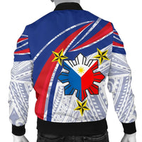 Philippines Men's Bomber Jacket Polynesian Pattern With Flag RLT6 - Wonder Print Shop