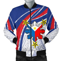 Philippines Men's Bomber Jacket Polynesian Pattern With Flag RLT6 - Wonder Print Shop