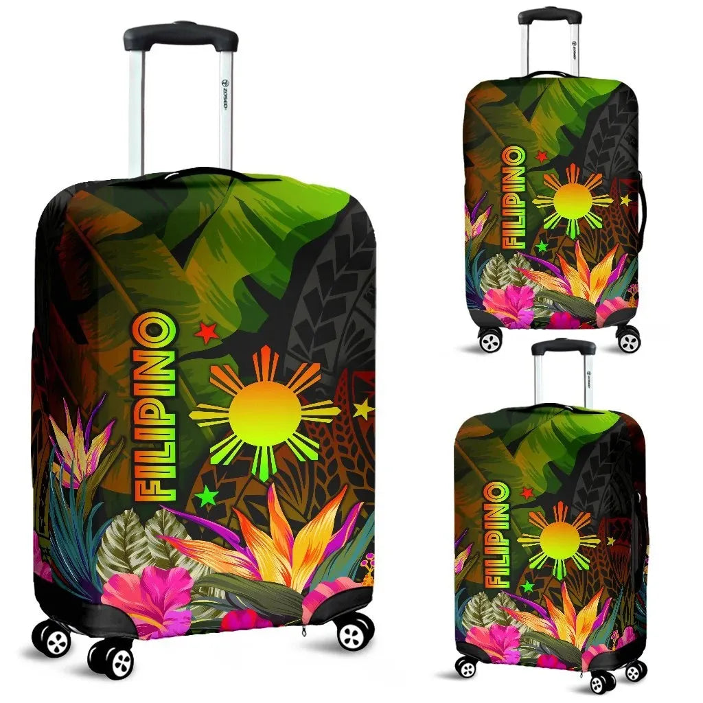 The Philippines Polynesian Luggage Cover Hibiscus and Banana Leaves RLT6 - Wonder Print Shop