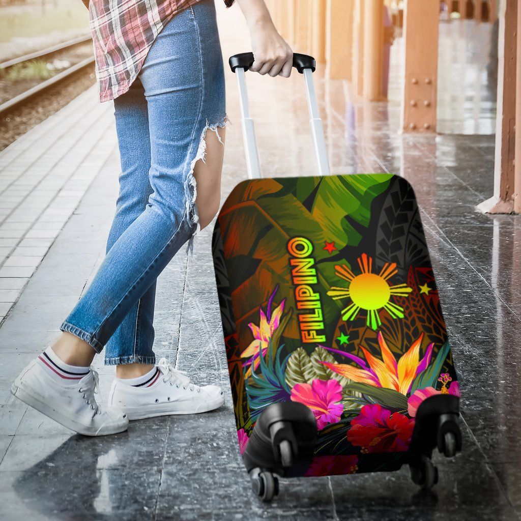 The Philippines Polynesian Luggage Cover Hibiscus and Banana Leaves RLT6 - Wonder Print Shop