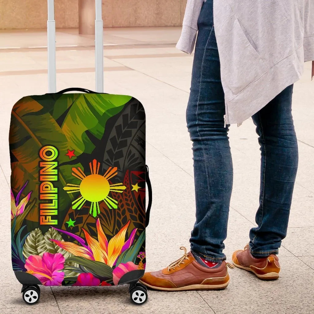 The Philippines Polynesian Luggage Cover Hibiscus and Banana Leaves RLT6 - Wonder Print Shop