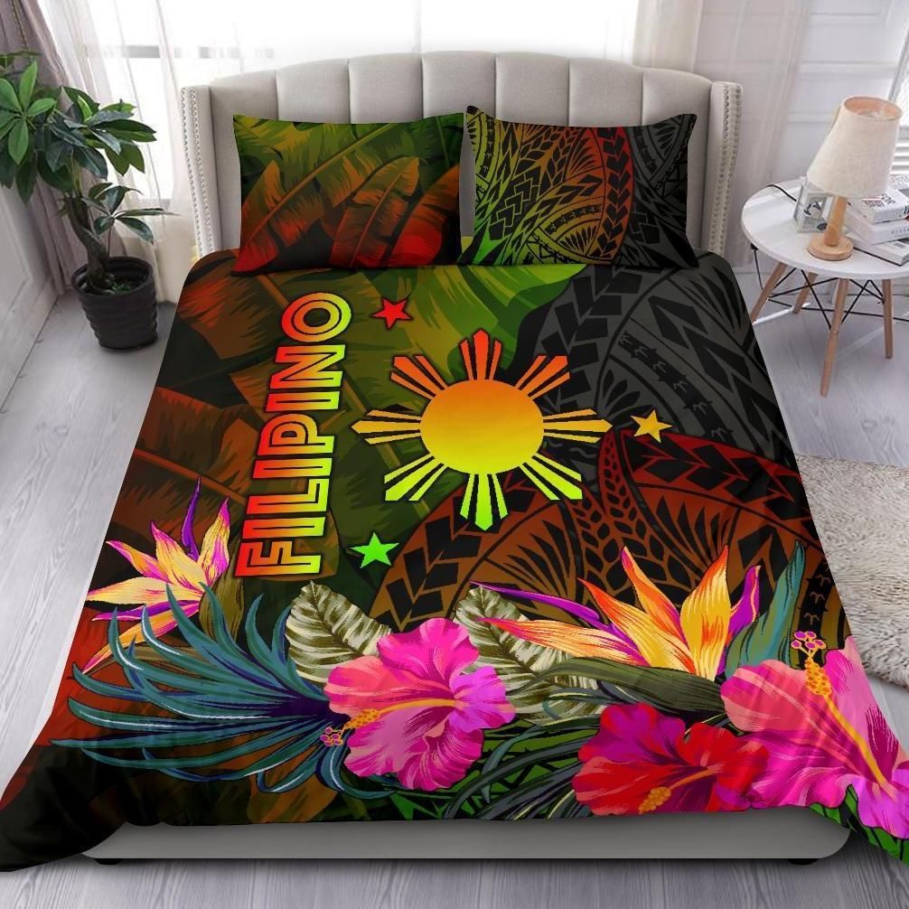 The Philippines Polynesian Bedding Set Hibiscus and Banana Leaves RLT6 - Wonder Print Shop
