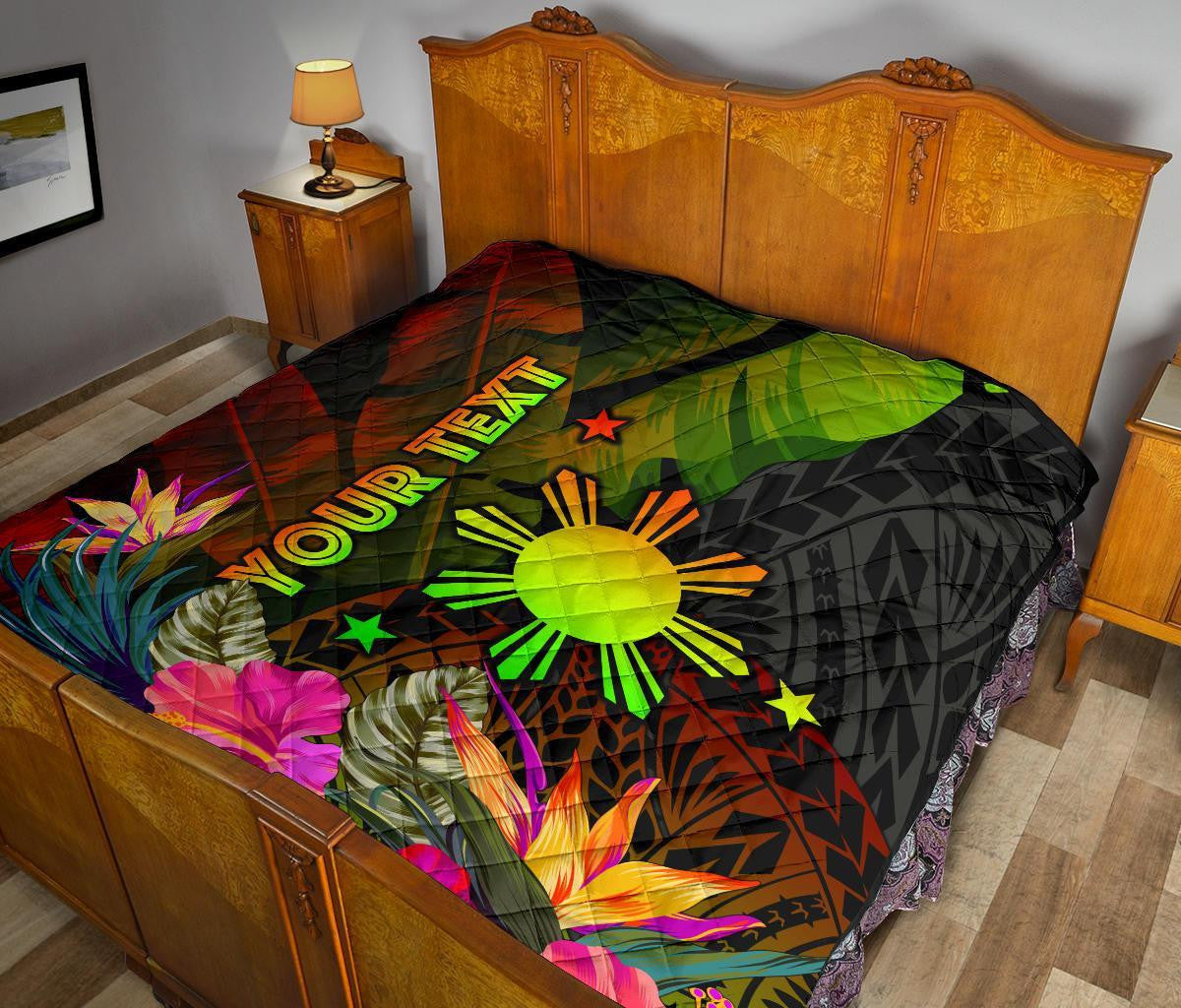 The Philippines Polynesian Personalised Premium Quilt Hibiscus and Banana Leaves RLT6 - Wonder Print Shop