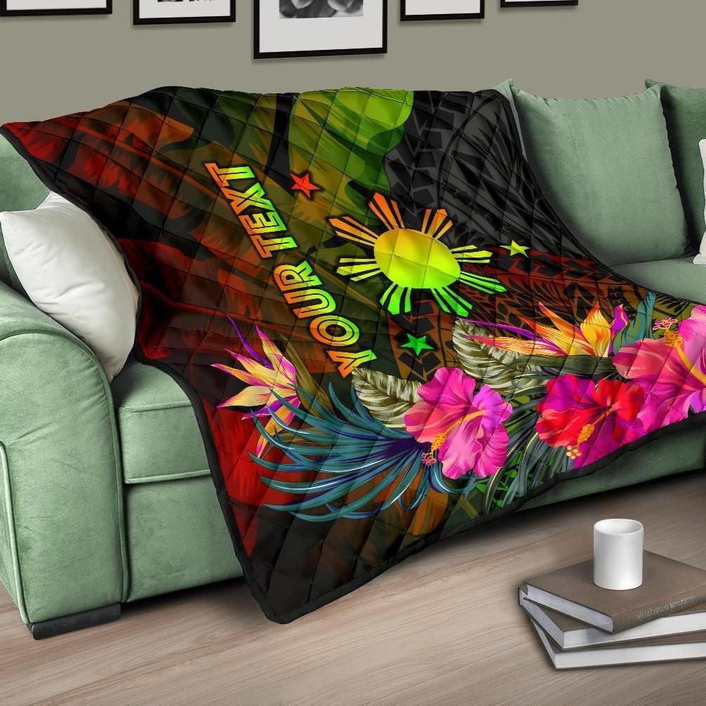 The Philippines Polynesian Personalised Premium Quilt Hibiscus and Banana Leaves RLT6 - Wonder Print Shop