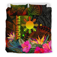 The Philippines Polynesian Personalised Bedding Set Hibiscus and Banana Leaves RLT6 - Wonder Print Shop