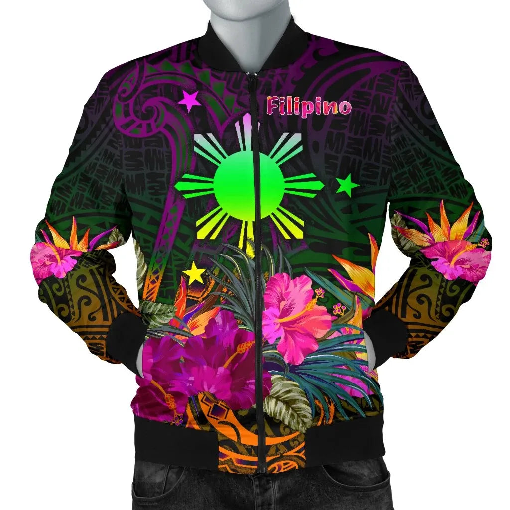 The Phillipines Men's Bomber Jacket Summer Hibiscus RLT6 - Wonder Print Shop