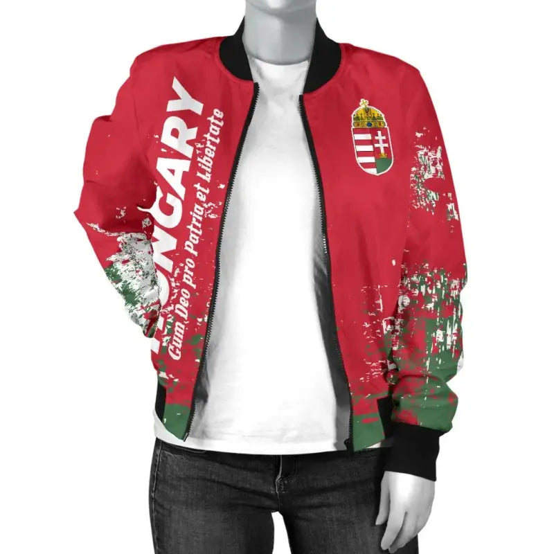 Hungary Womens Bomber Jacket - Smudge Style RLT8 - Wonder Print Shop