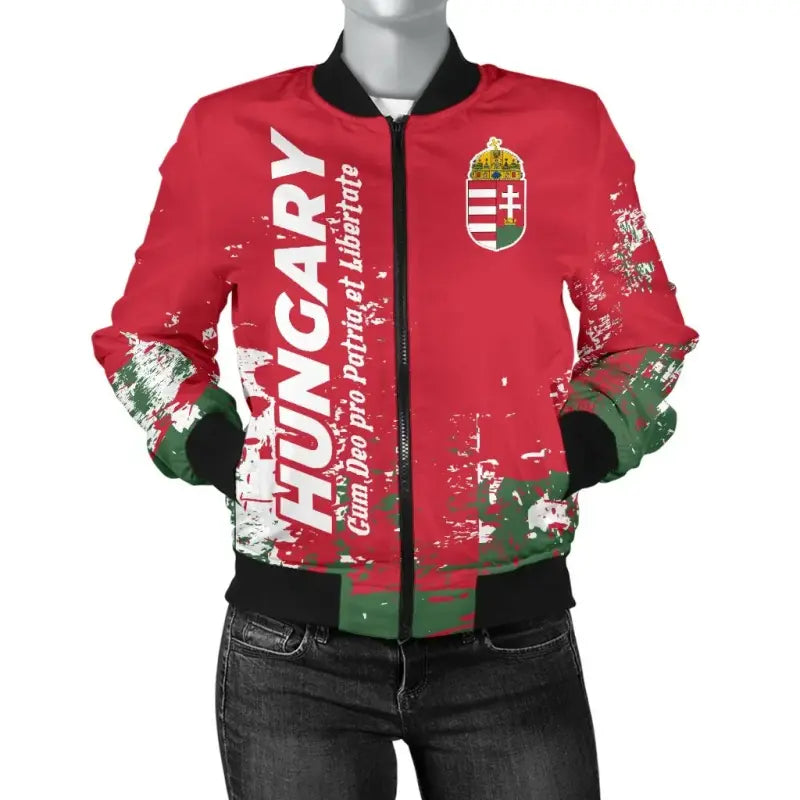 Hungary Womens Bomber Jacket - Smudge Style RLT8 - Wonder Print Shop