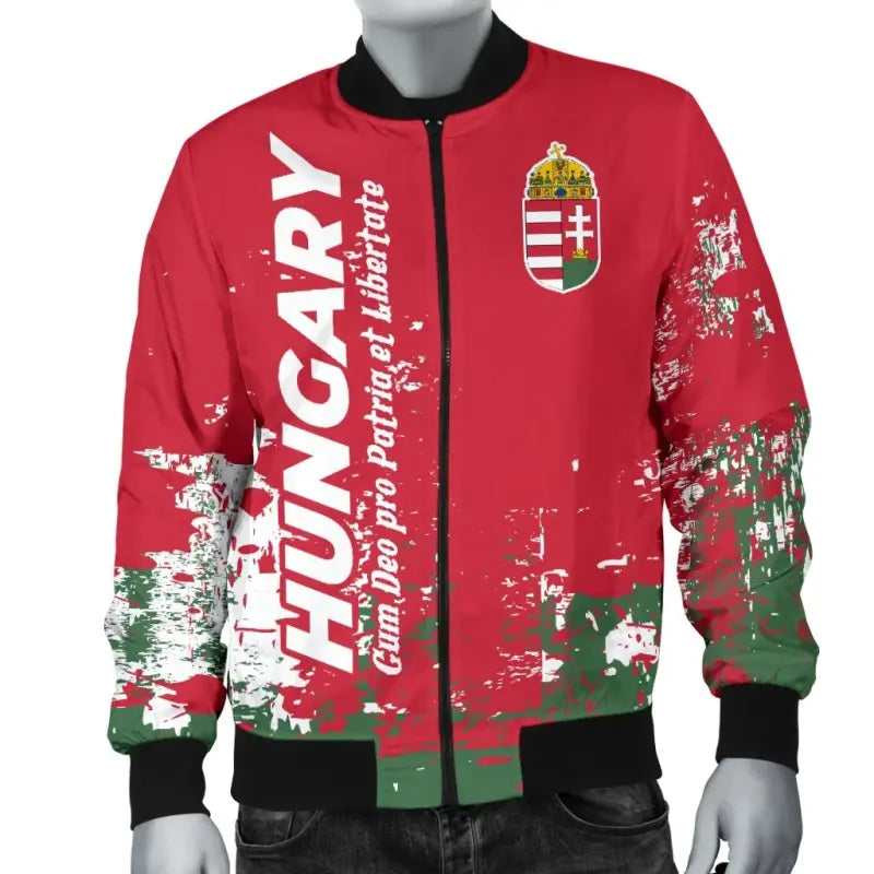 Hungary Mens Bomber Jacket - Smudge Style RLT8 - Wonder Print Shop