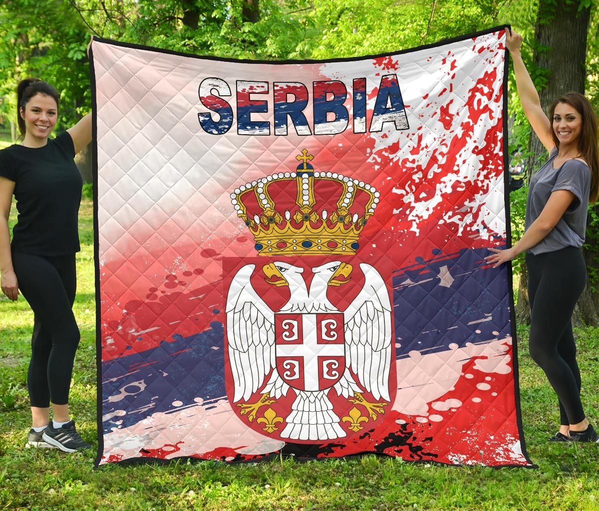 Serbia Premium Quilt Serbia National Flag and Emblem RLT7 - Wonder Print Shop