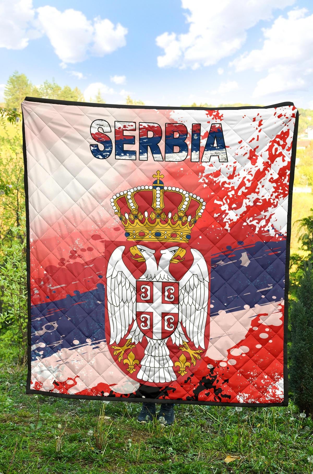 Serbia Premium Quilt Serbia National Flag and Emblem RLT7 - Wonder Print Shop