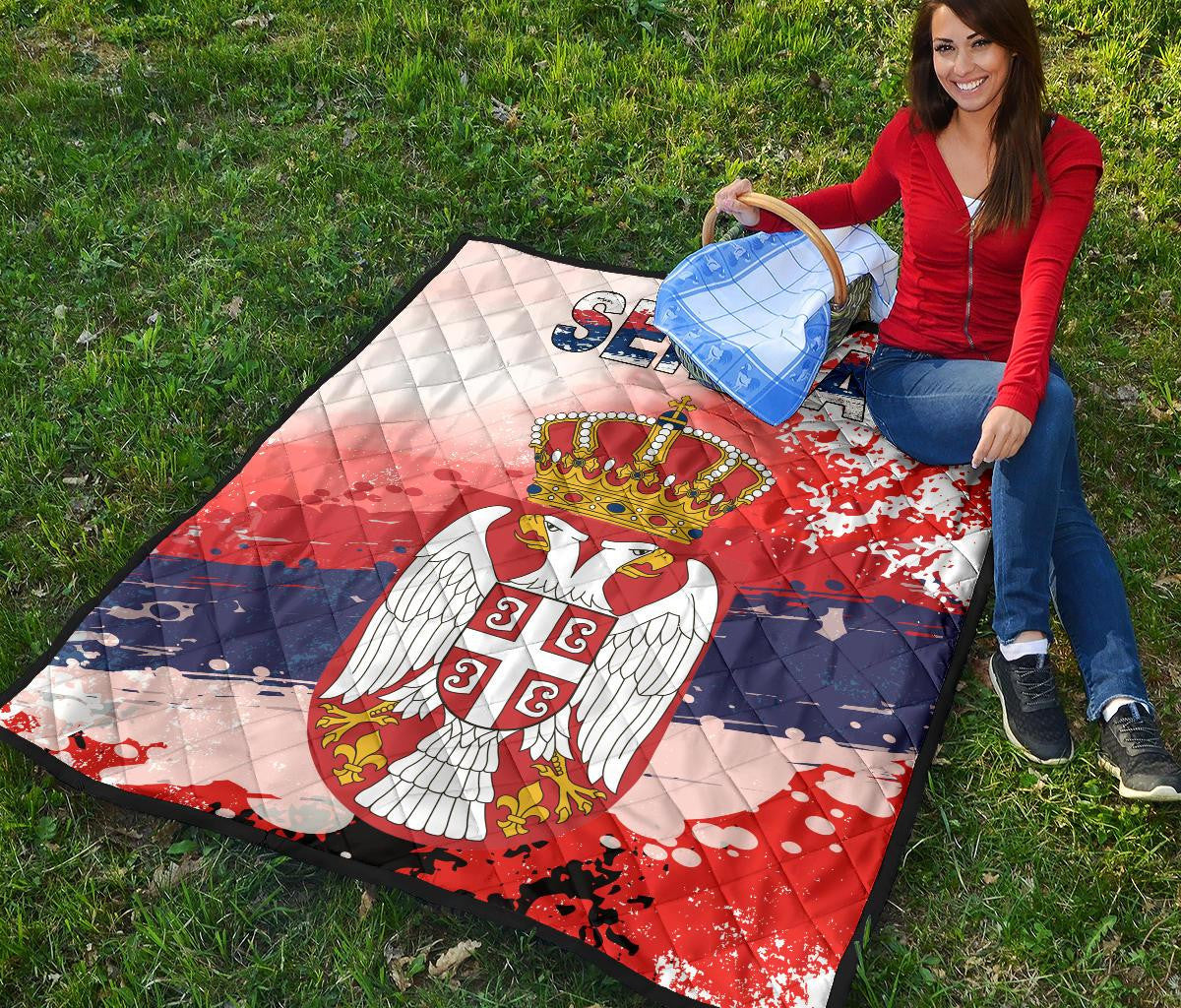 Serbia Premium Quilt Serbia National Flag and Emblem RLT7 - Wonder Print Shop