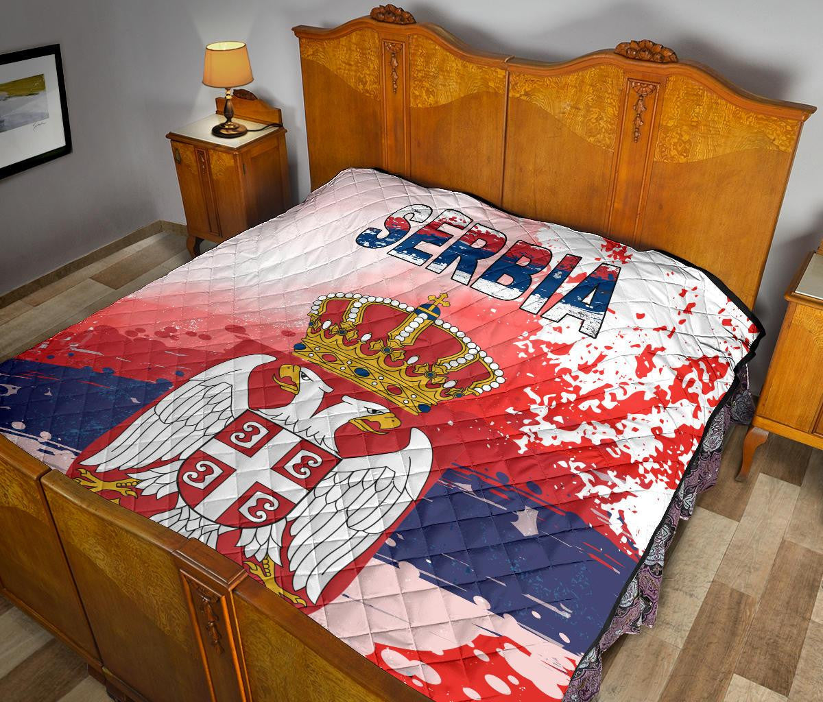 Serbia Premium Quilt Serbia National Flag and Emblem RLT7 - Wonder Print Shop